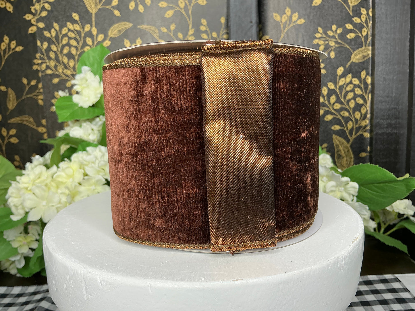 Dark Brown Velvet Ribbon - John Mark - 4”