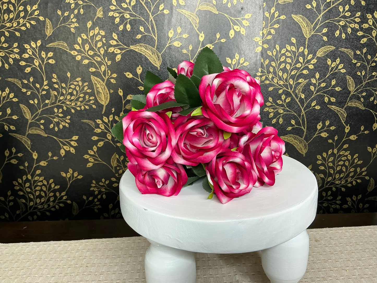 Fushia/White Rose Bush - 18” -85699-FU