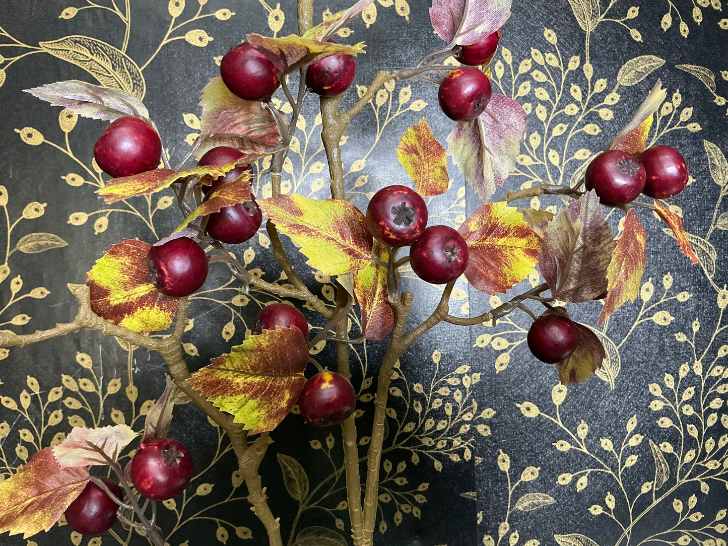Hawthorn Berry Spray, 37”, Burgundy