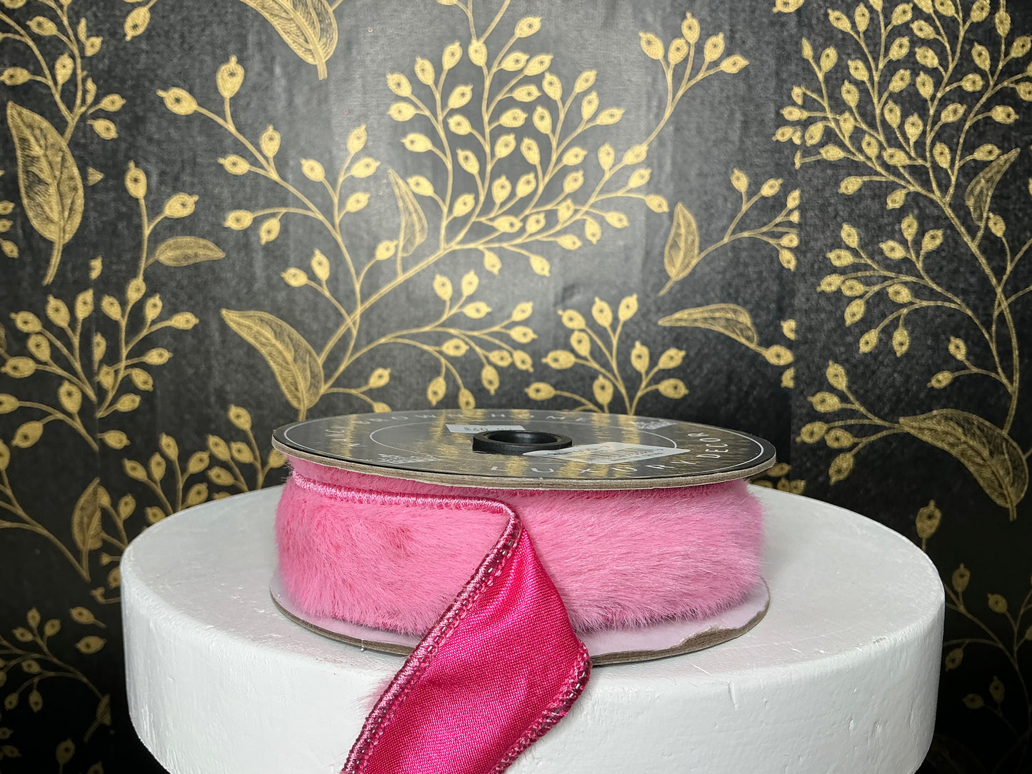 Pink fur ribbon, Nancy Brown, 1”x5YD, 25-600-7