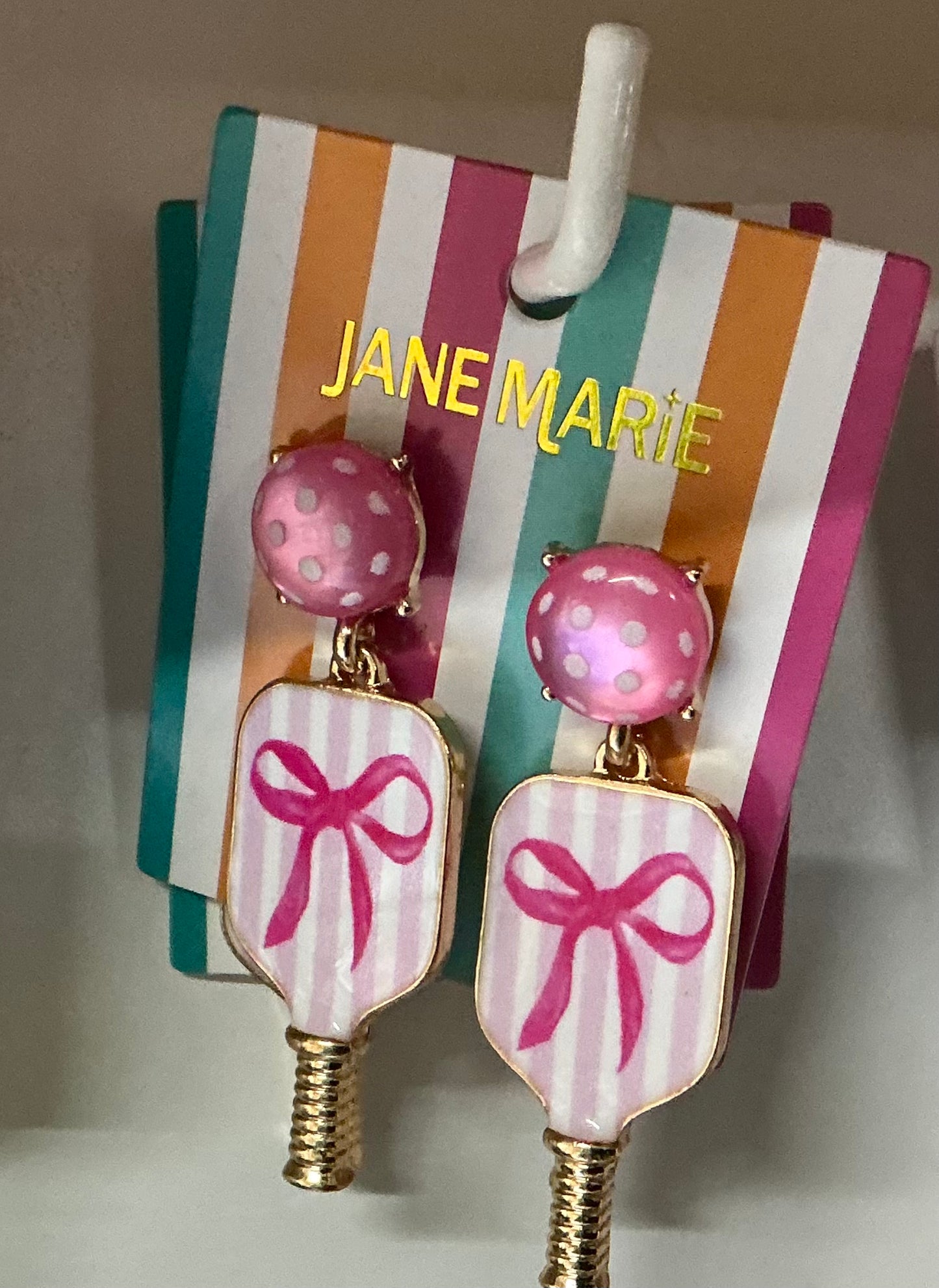 Pickleball earring w/Bow