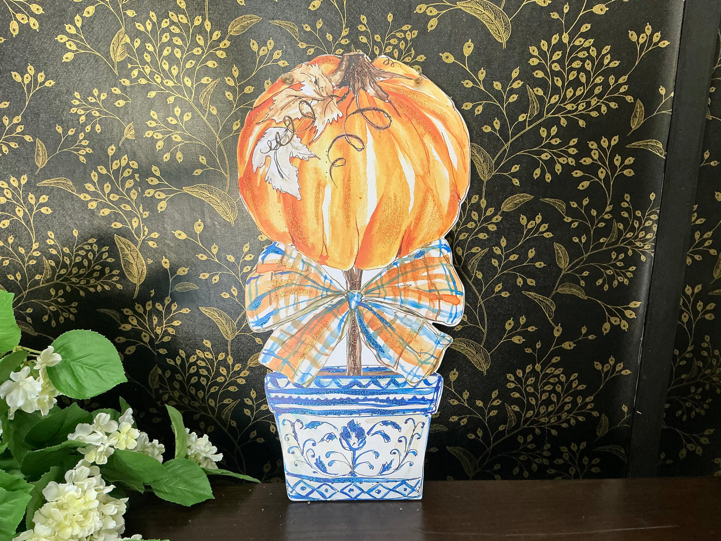 Pumpkin chinoiserie Door hanger