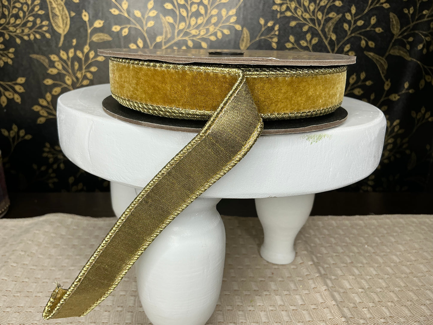 Gold velvet ribbon, d stevens designer ribbon, 07-1709