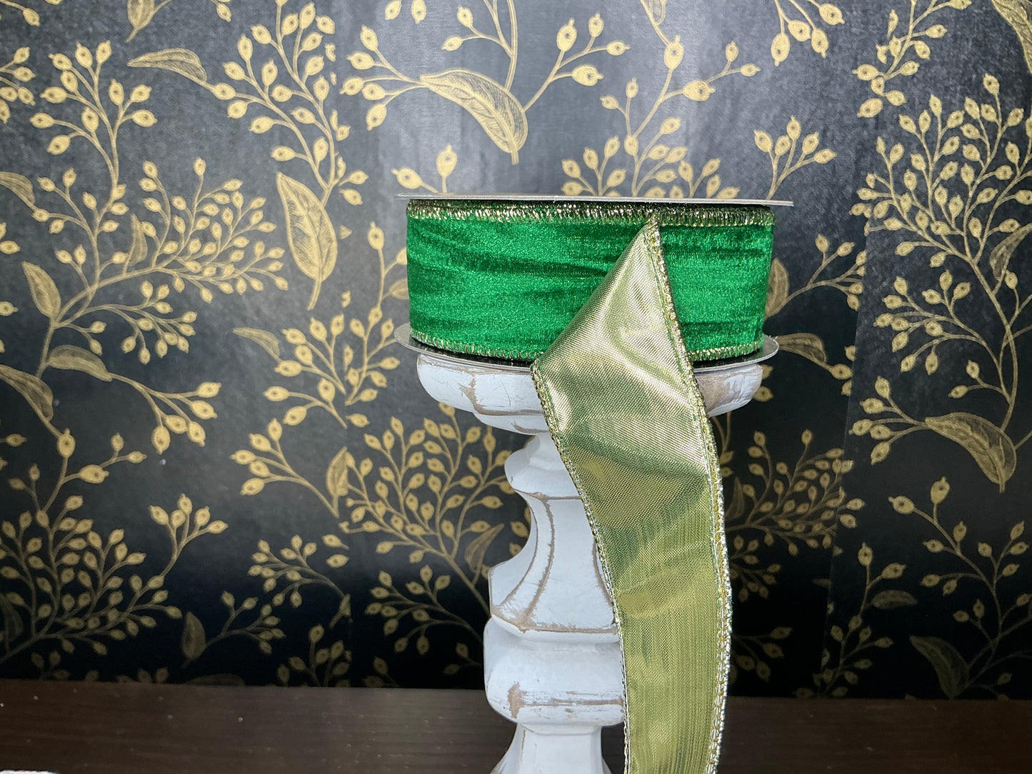 Green velvet ribbon, d stevens designer ribbon, 09-4964