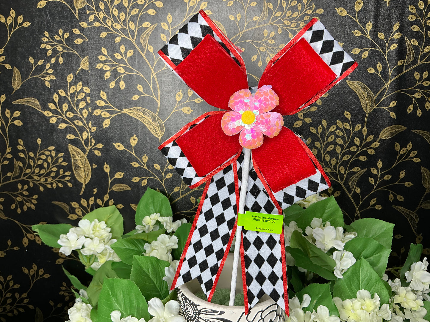Harlequin Daisy Bow - 63922RD