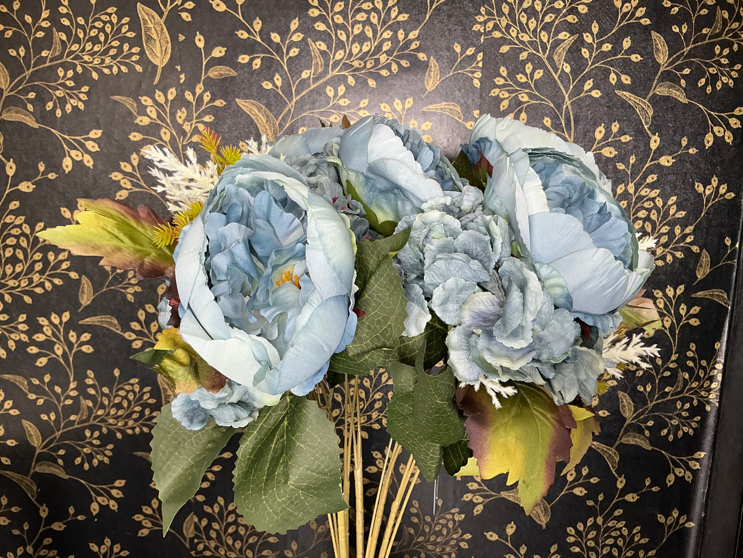 Peony and Hydrangea bush - Blue - 20137-BL