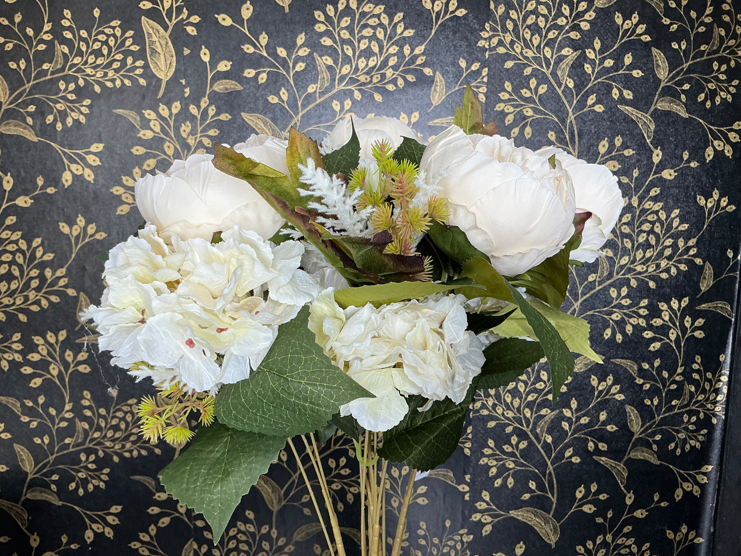 Cream Peony and Hydrangea Bush - 20137-CR