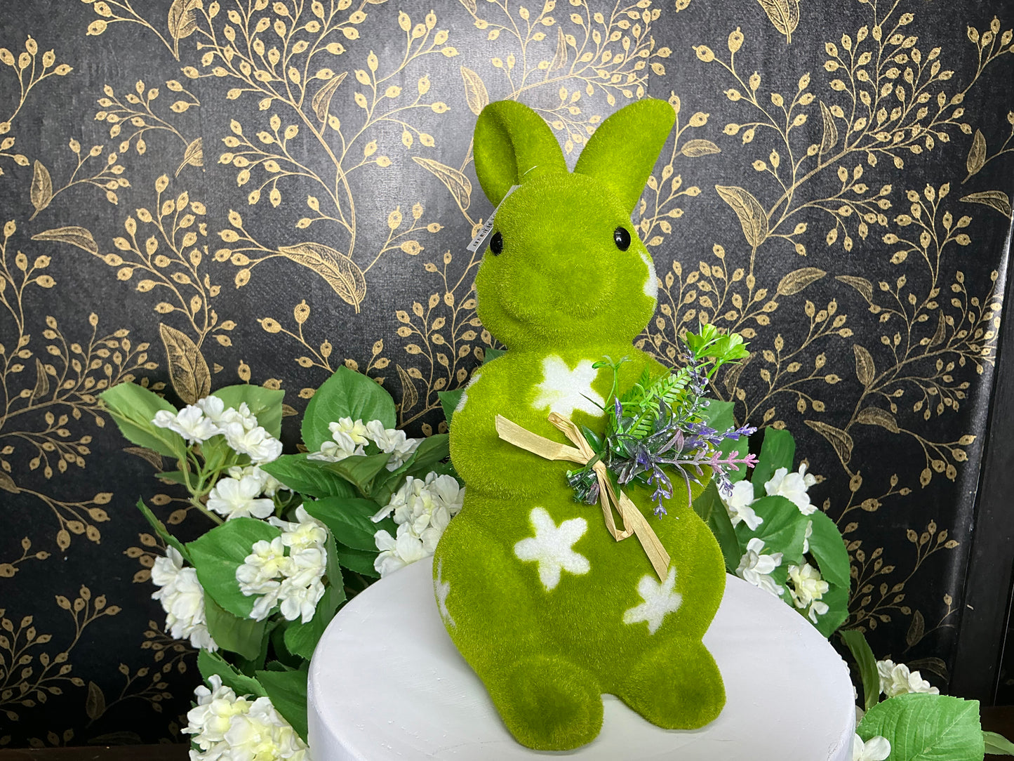Green/White flocked Bunny - 32220