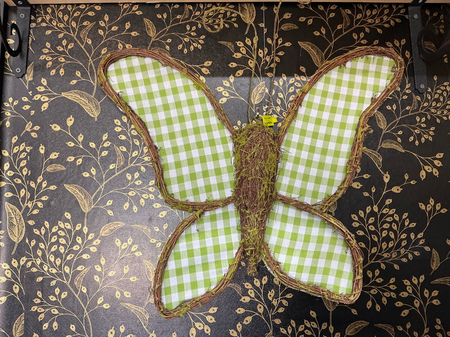 Green Butterfly with Moss- Grapevine Shape