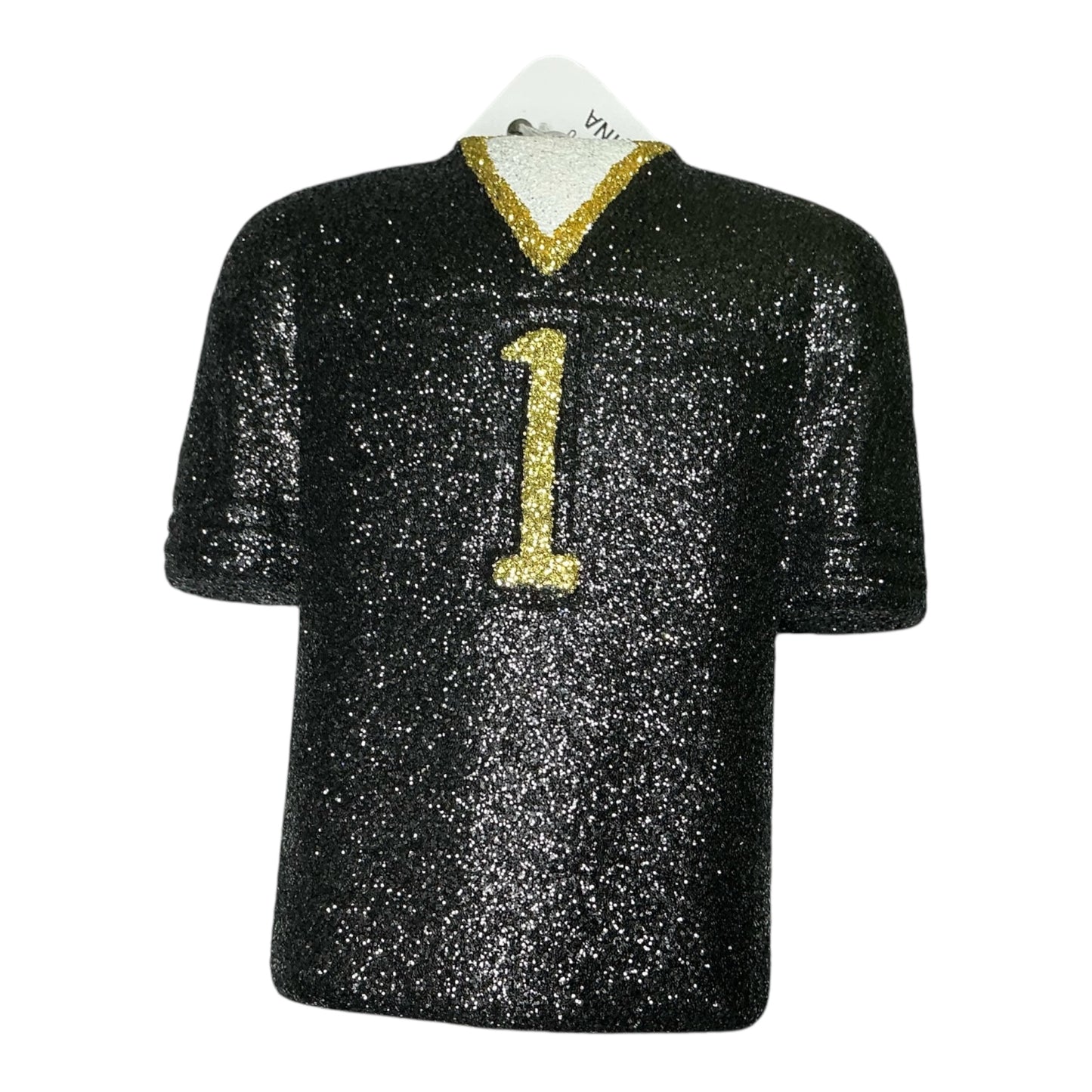 Glitter Football Jersey Homecoming Ornament - Black/Gold