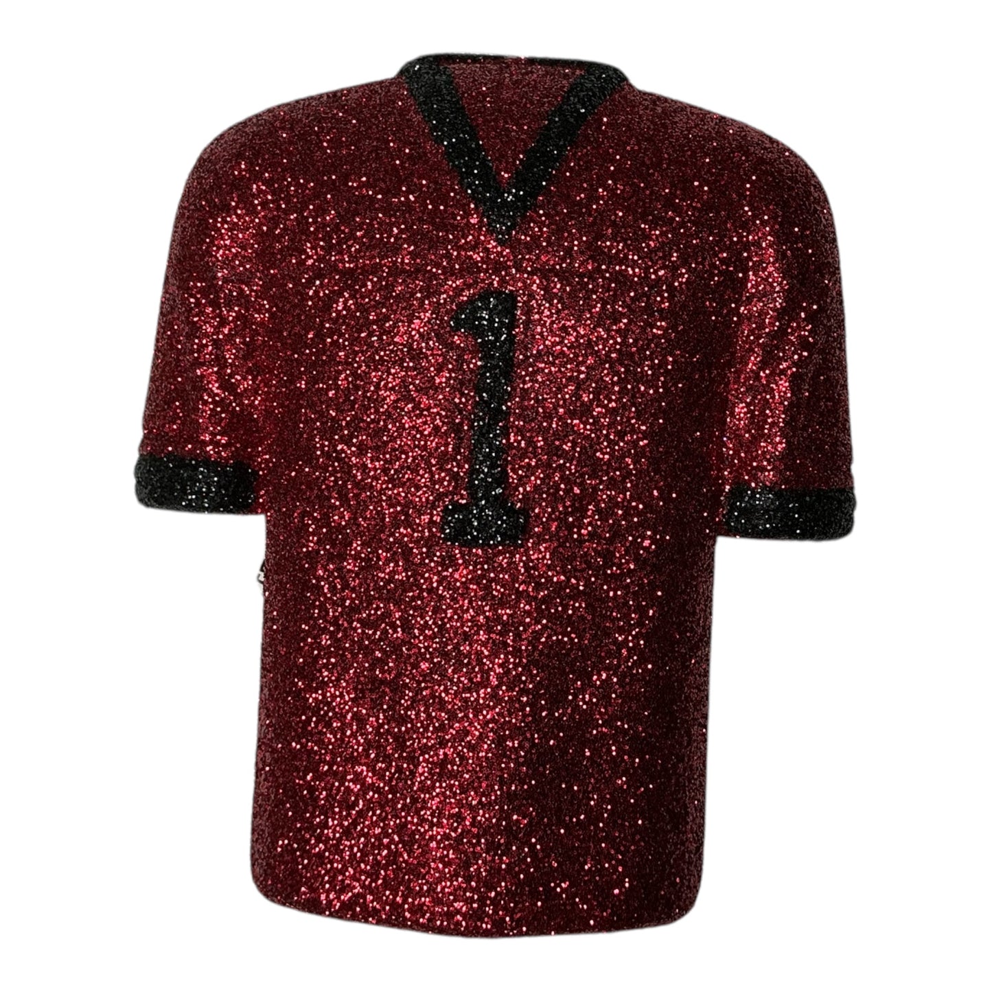 Glitter football jersey homecoming ornament - Red/Black