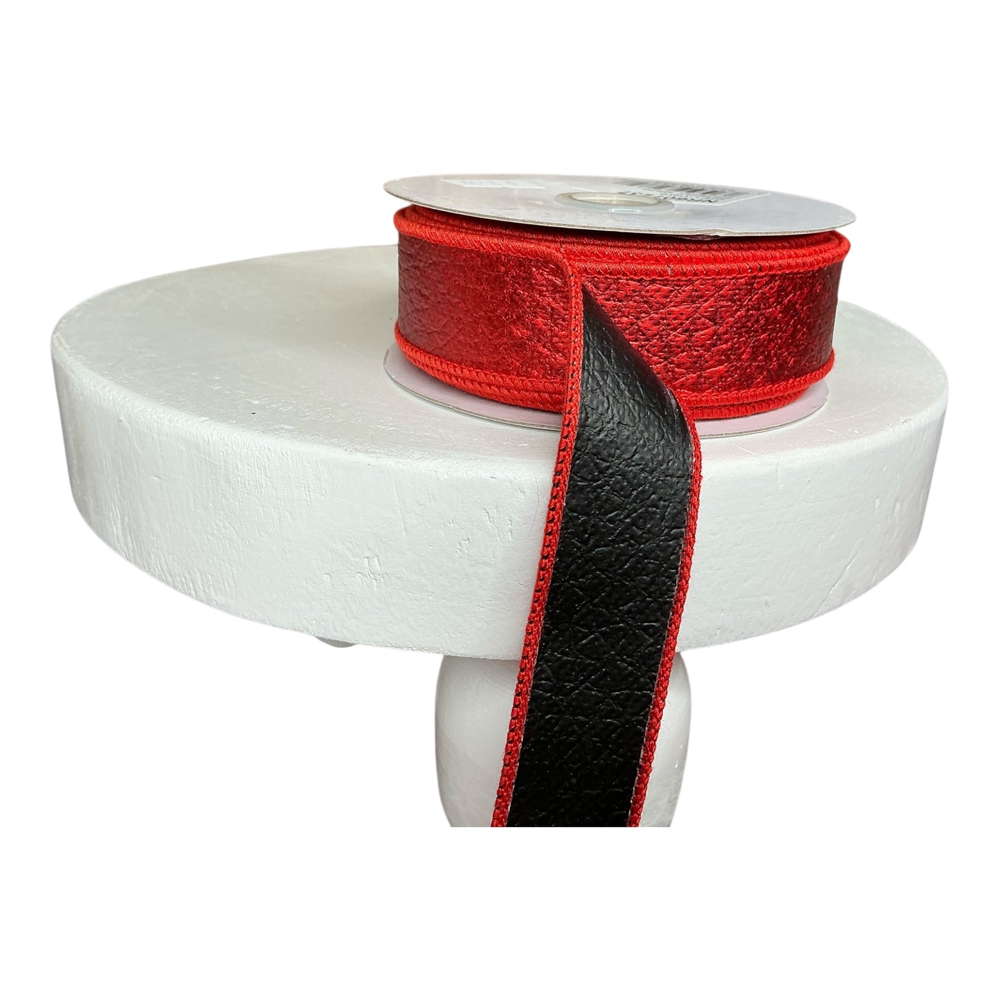 Faux Leather Ribbon - Red/Black