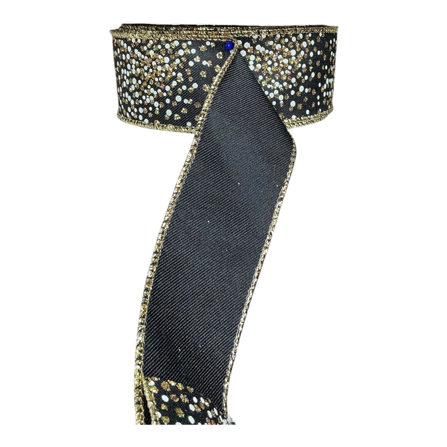 Black Ribbon with Gold glitter dots