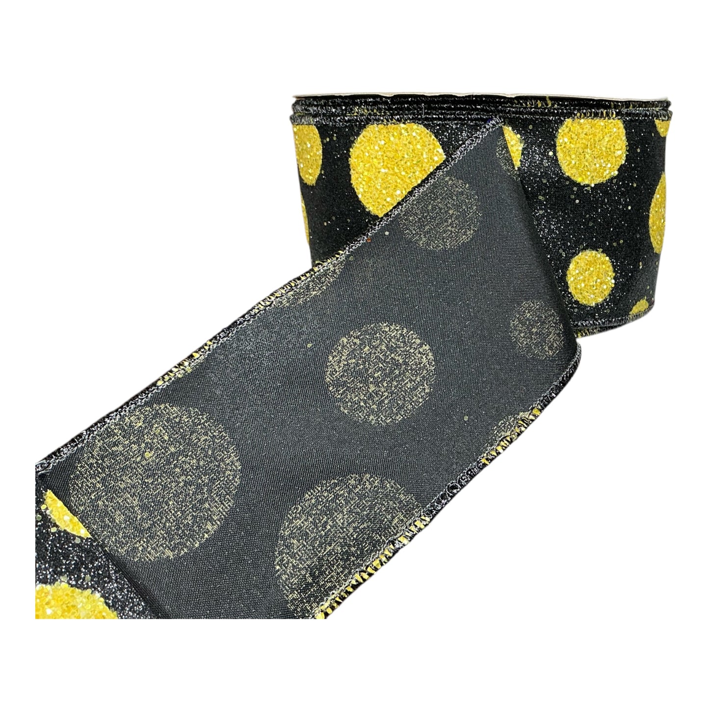 Black ribbon with gold dots