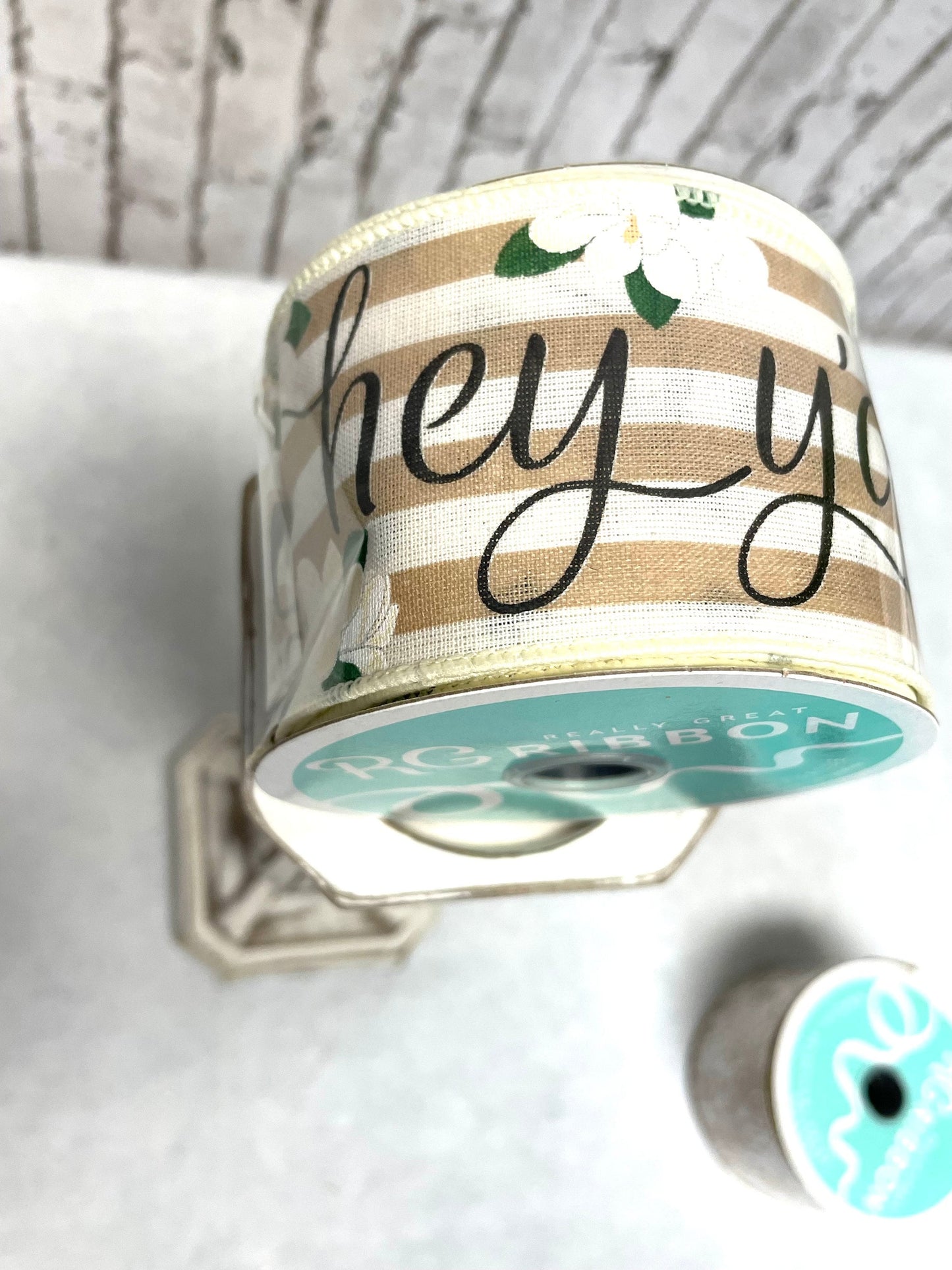 magnolia ribbon, RGA1555A2, hey yall ribbon, everyday magnolia ribbon, striped magnolia ribbon