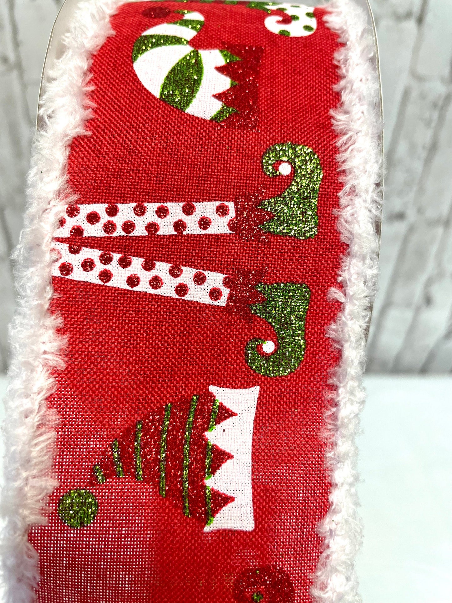 elf ribbon, elf Christmas ribbon, RG870524, Christmas ribbon, elf legs ribbon