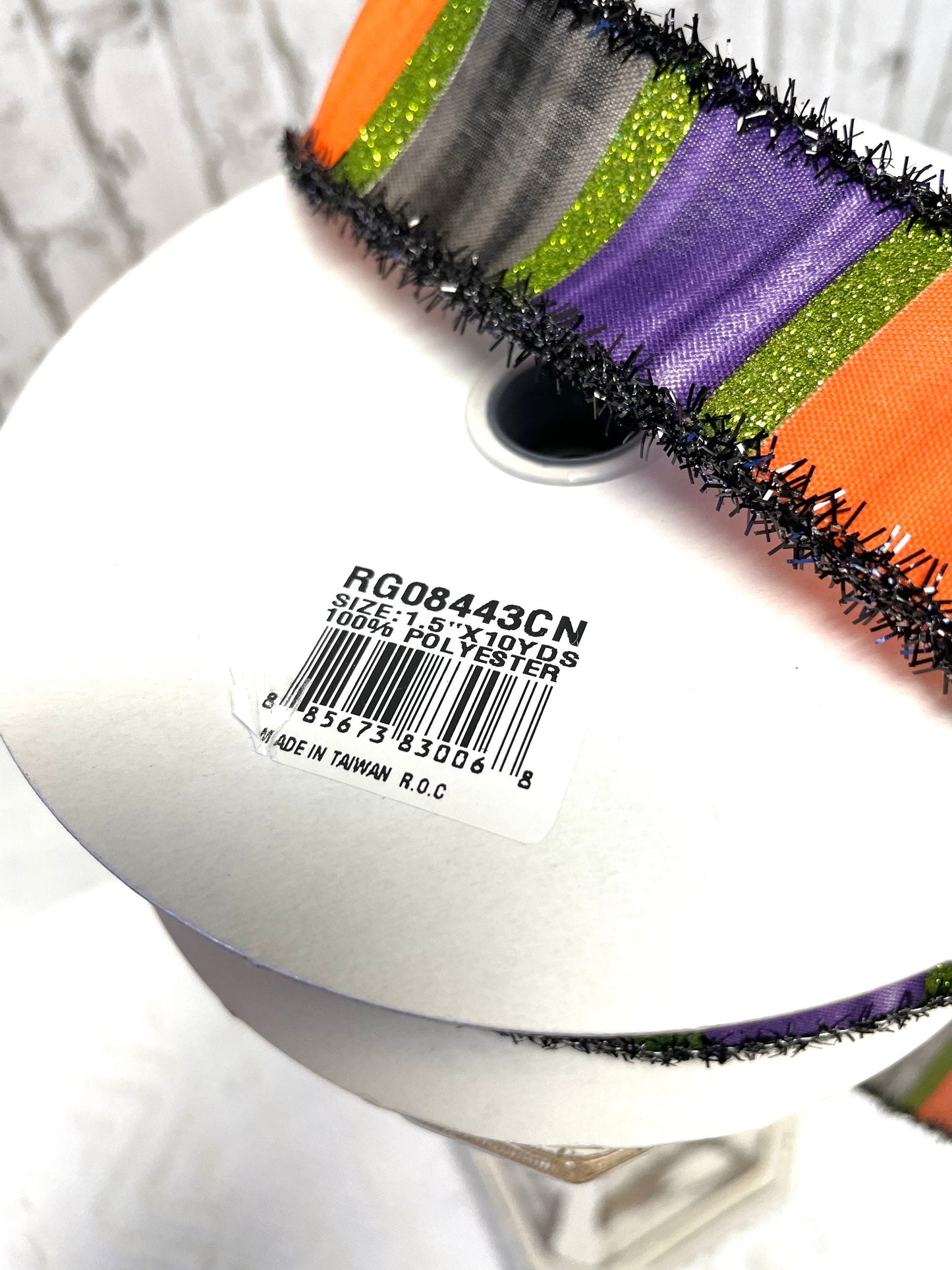 Halloween wide striped ribbon with Tercel trim, RGO8443CN