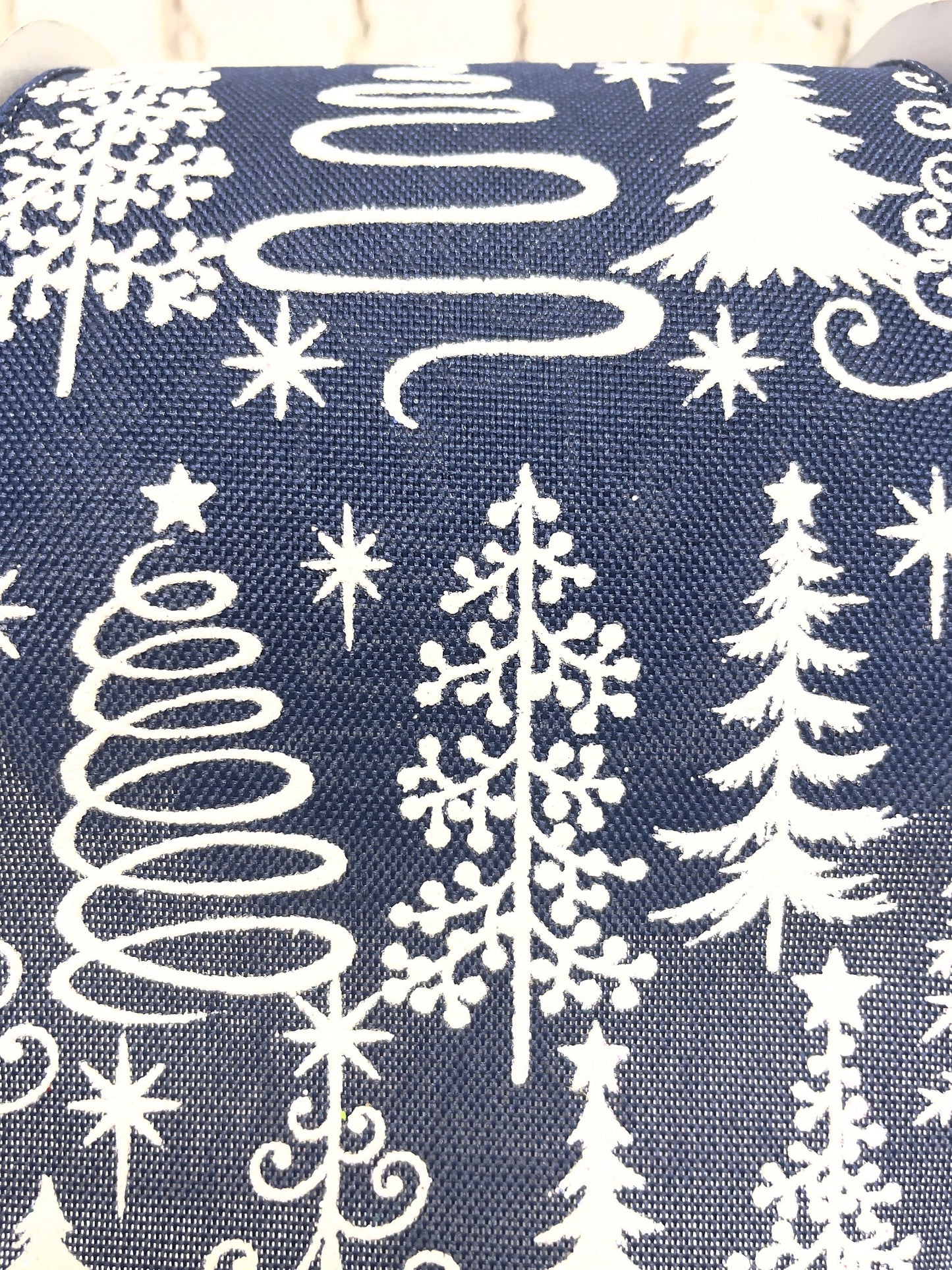 navy Christmas tree ribbon, glitter tree Christmas ribbon, RGE161619, 4 inch Christmas ribbon