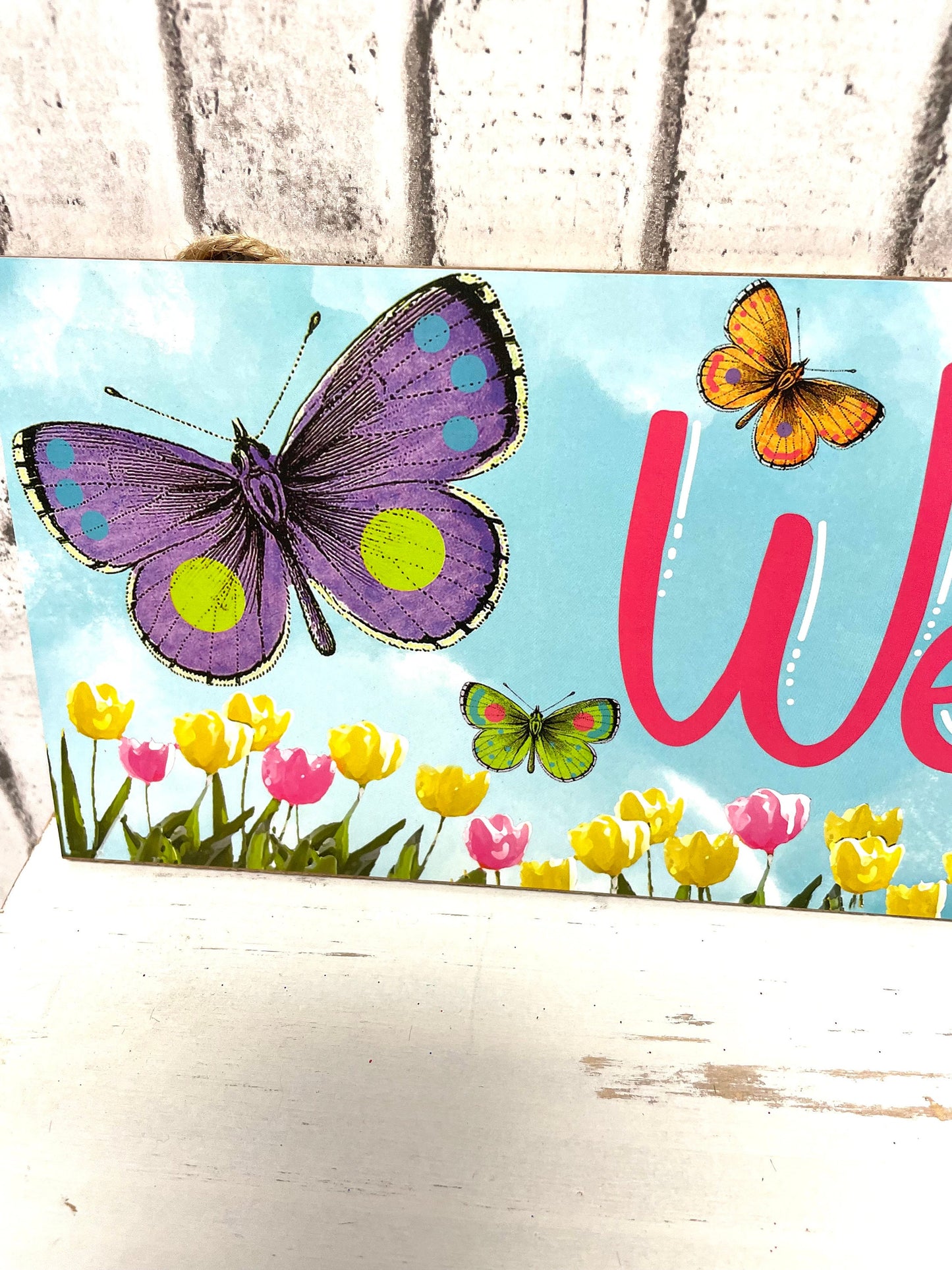 Spring welcome sign, AP802632, butterfly welcome sign, summer sign, spring sign