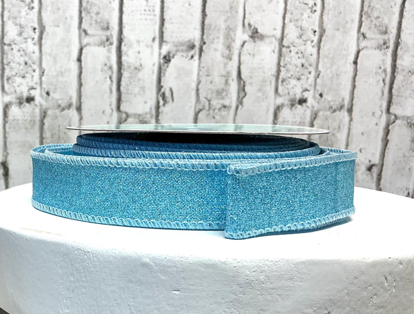 Pale blue Shimmer Ribbon, 7/8” x 10YD, Wired, RGE7380H1