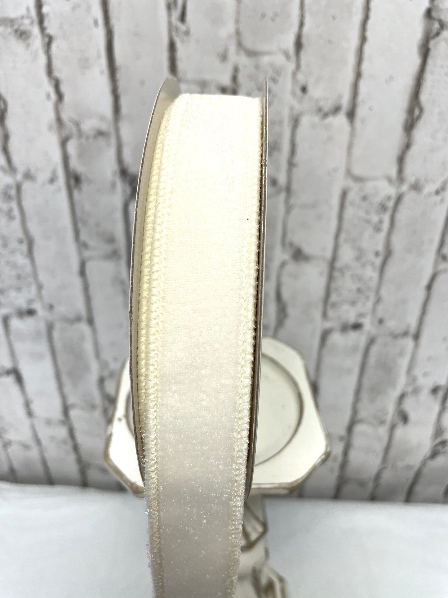 Farrisilk cream velveteen ribbon, NW10062, farrisilk ribbon