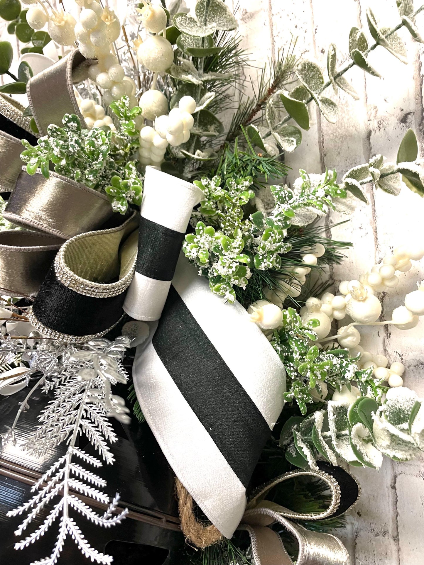 modern rustic xxl black and white bell Christmas swag, xxl country black bell Christmas decor, Christmas wall decor, shipping included