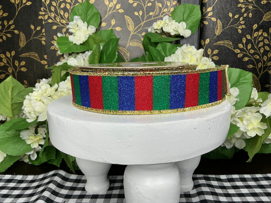 Red/Green/Blue Stripe Ribbon - D’Lux - 1.5”