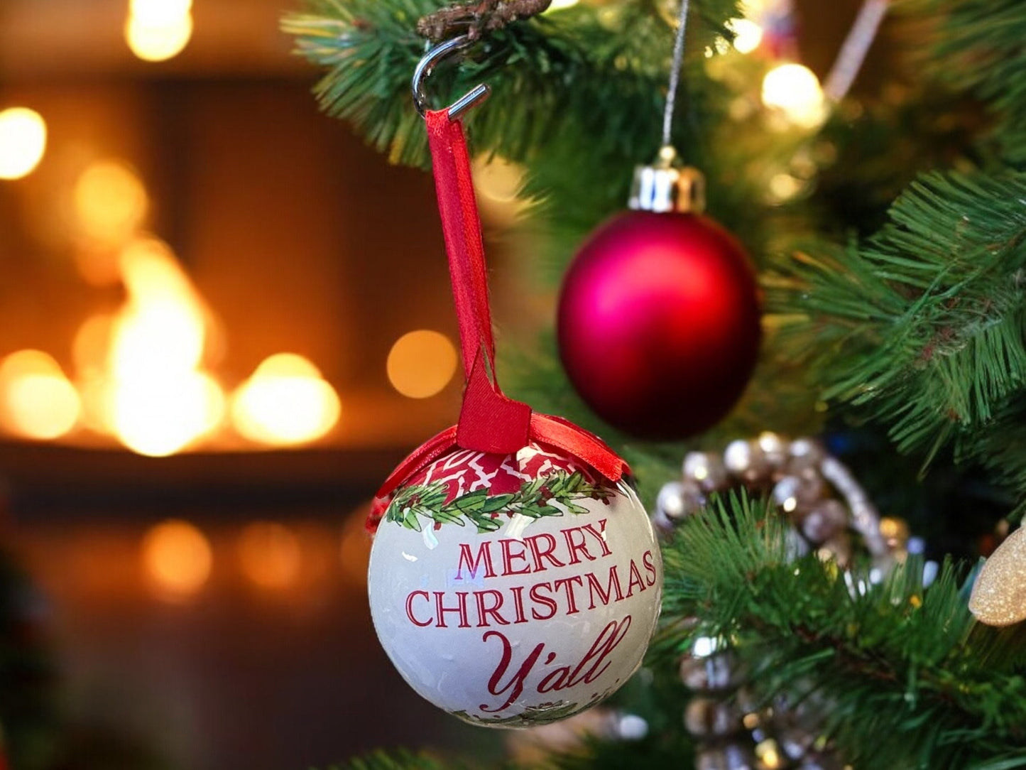 Merry Christmas Y’all ornament, white