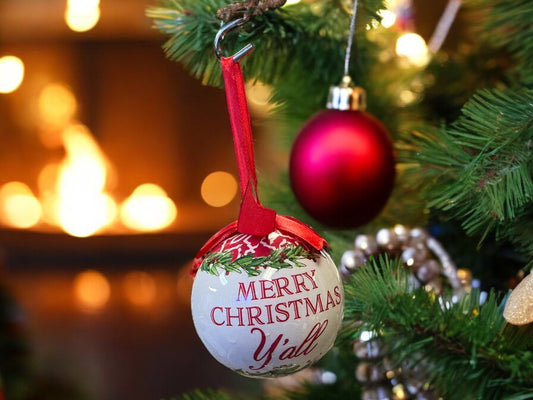 Merry Christmas Y’all ornament, white