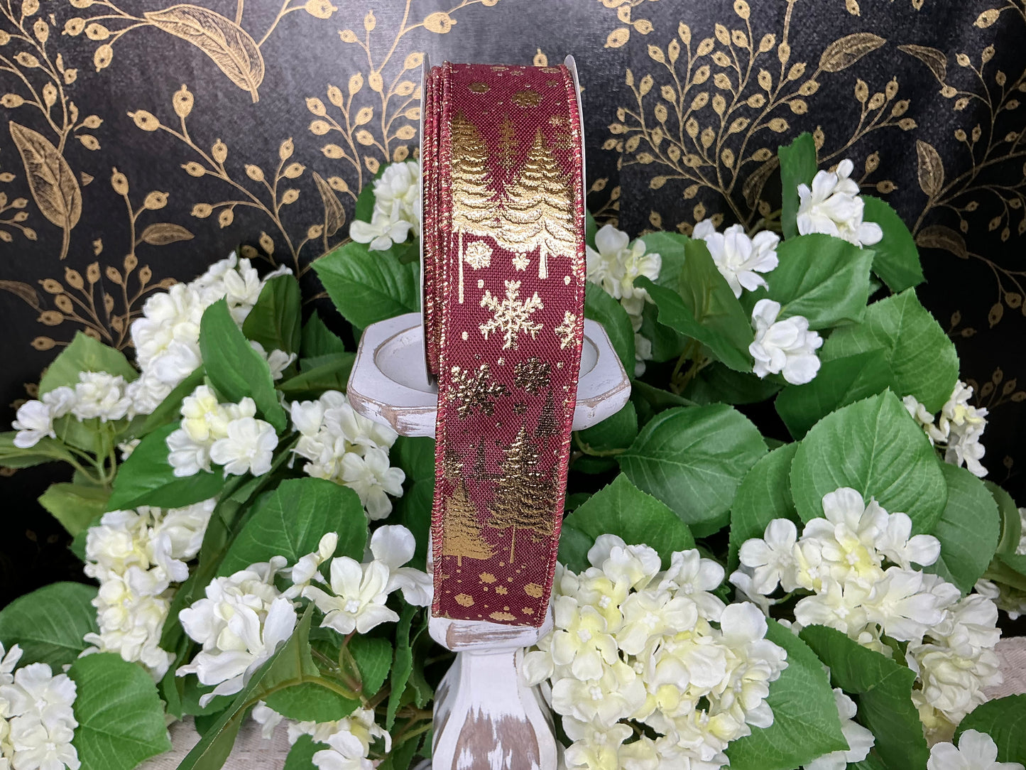 Burgundy and gold tree ribbon, RGF123905