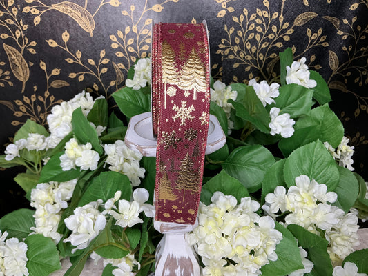 Burgundy and gold tree ribbon, RGF123905