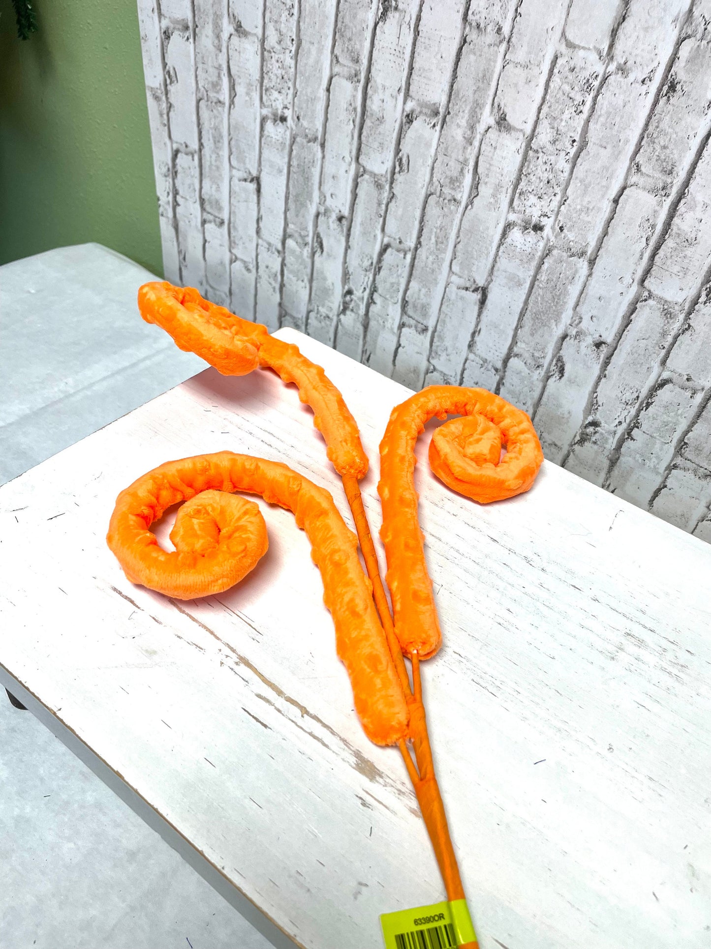 Orange curly spray, 63390OR, curly spray, orange spray, Easter curly spray, spring curly spray, summer curly spray, Halloween curly spray