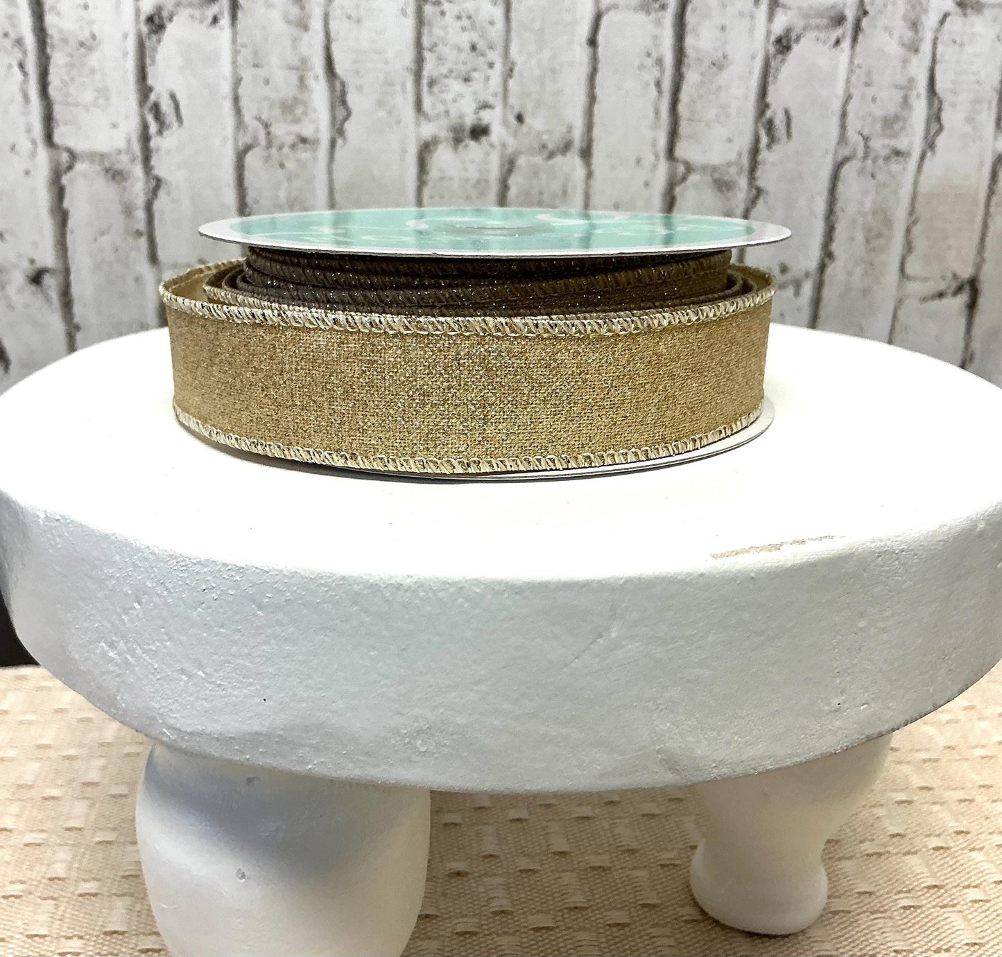 Light Gold Shimmer Ribbon, 7/8” x 10YD, Wired, RGE7380YH