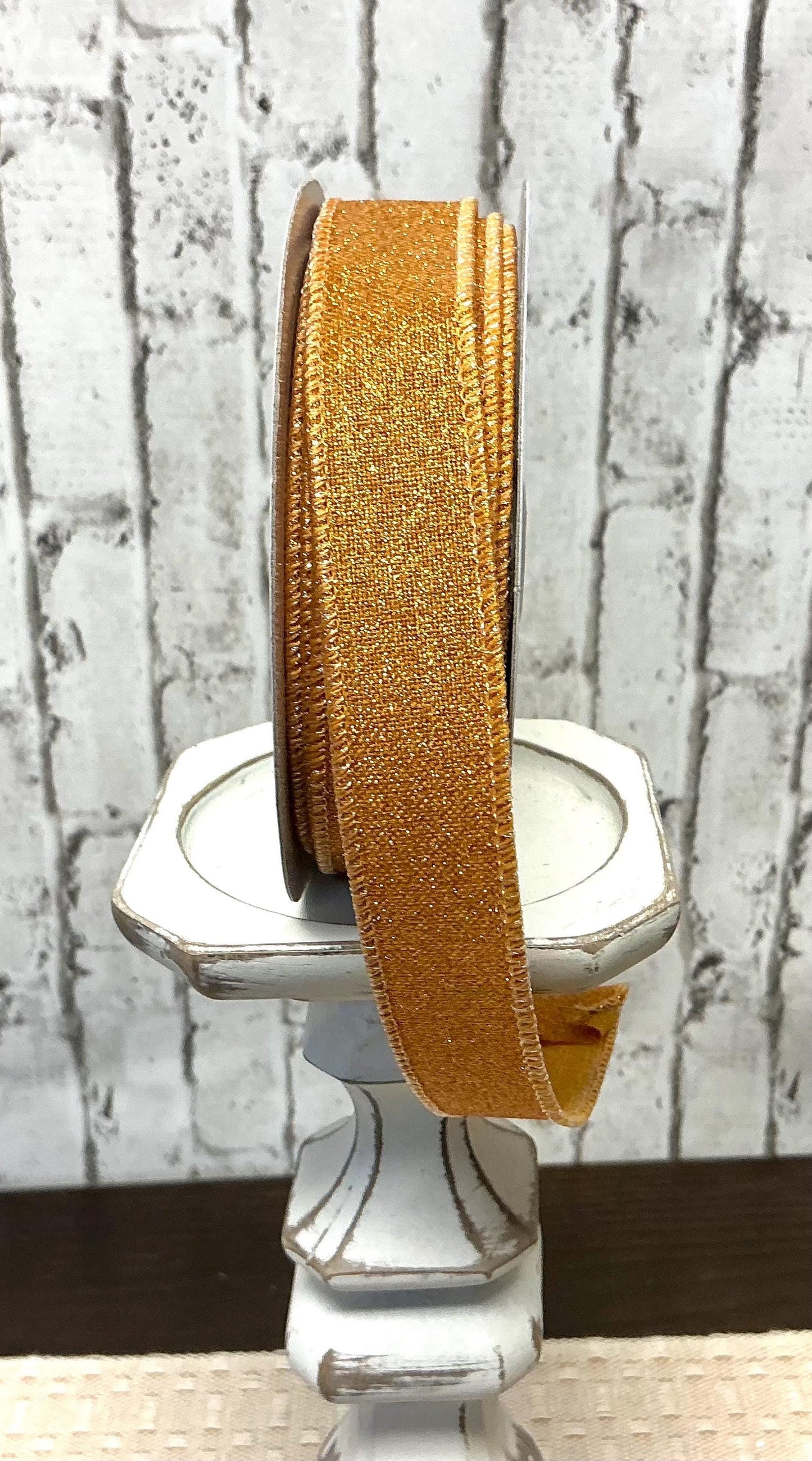 Mustard Shimmer Ribbon, 7/8” x 10YD, Wired, RGE738090