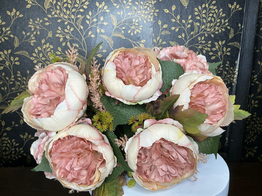 Taupe Peony and Hydrangea Bush - 20137-TAUPE