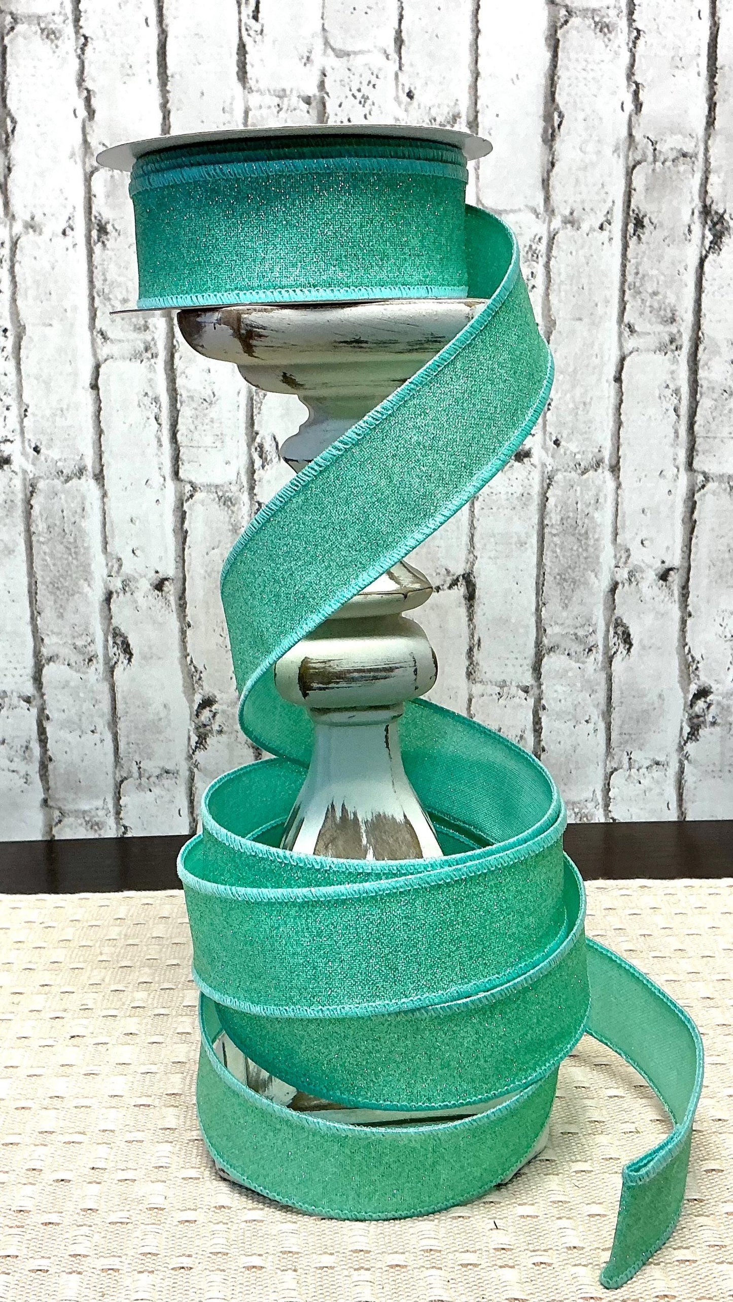 Mint Shimmer Ribbon, 1.5” x 10YD, Wired, RGE1380AN