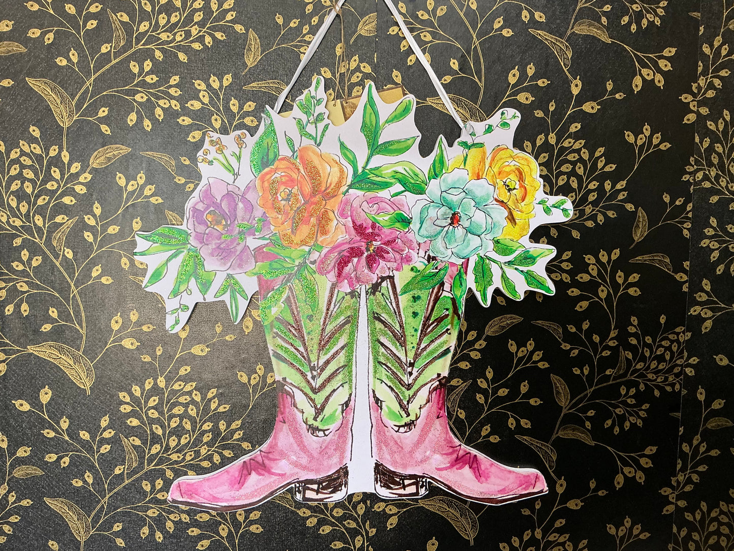 Pink Boots Door Hanger - Round Top Collection
