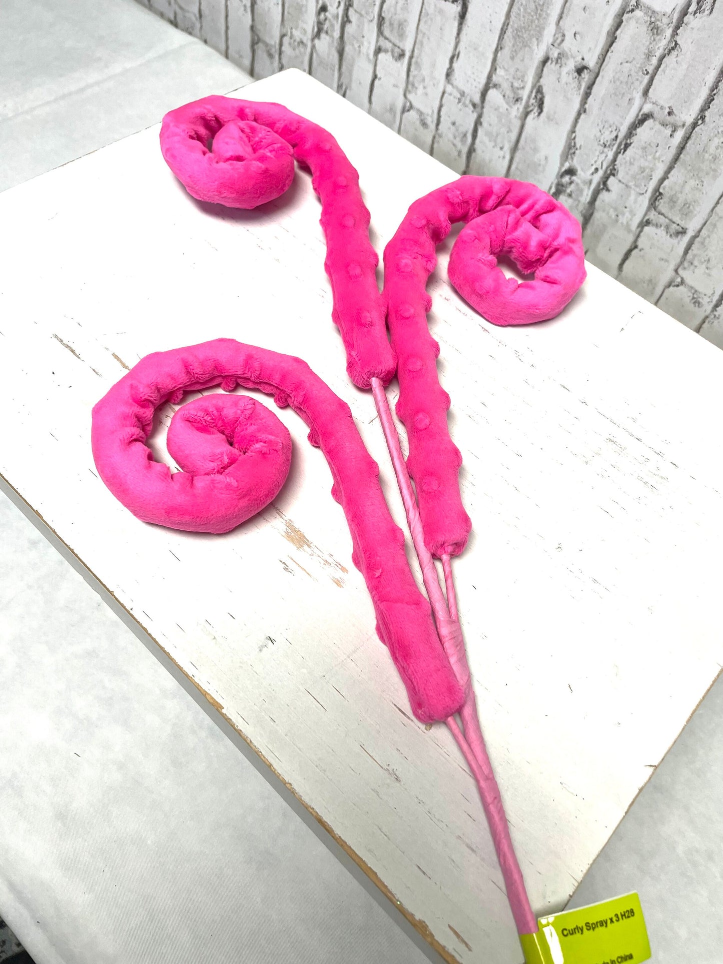 Hot pink velvet curly spray, 63390BT, pink curly spray, velvet curly spray, spring spray, Halloween spray, Christmas spray