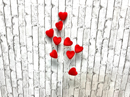 Heart Spray, 24” tall, HV136924, Valentine Hearts, velvet hearts