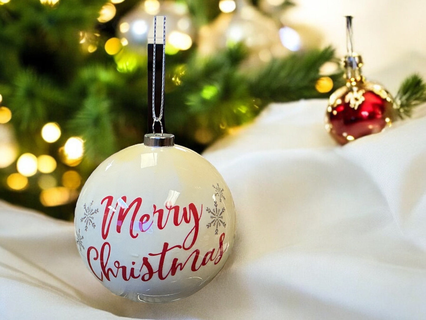 Merry Christmas Ornament with tractor and barn