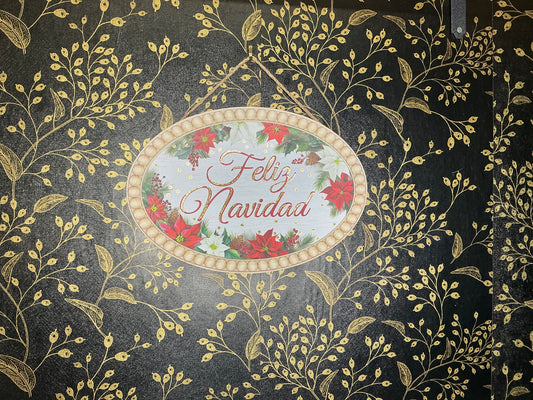 Feliz Navidad Oval Sign, Wreath Attachment