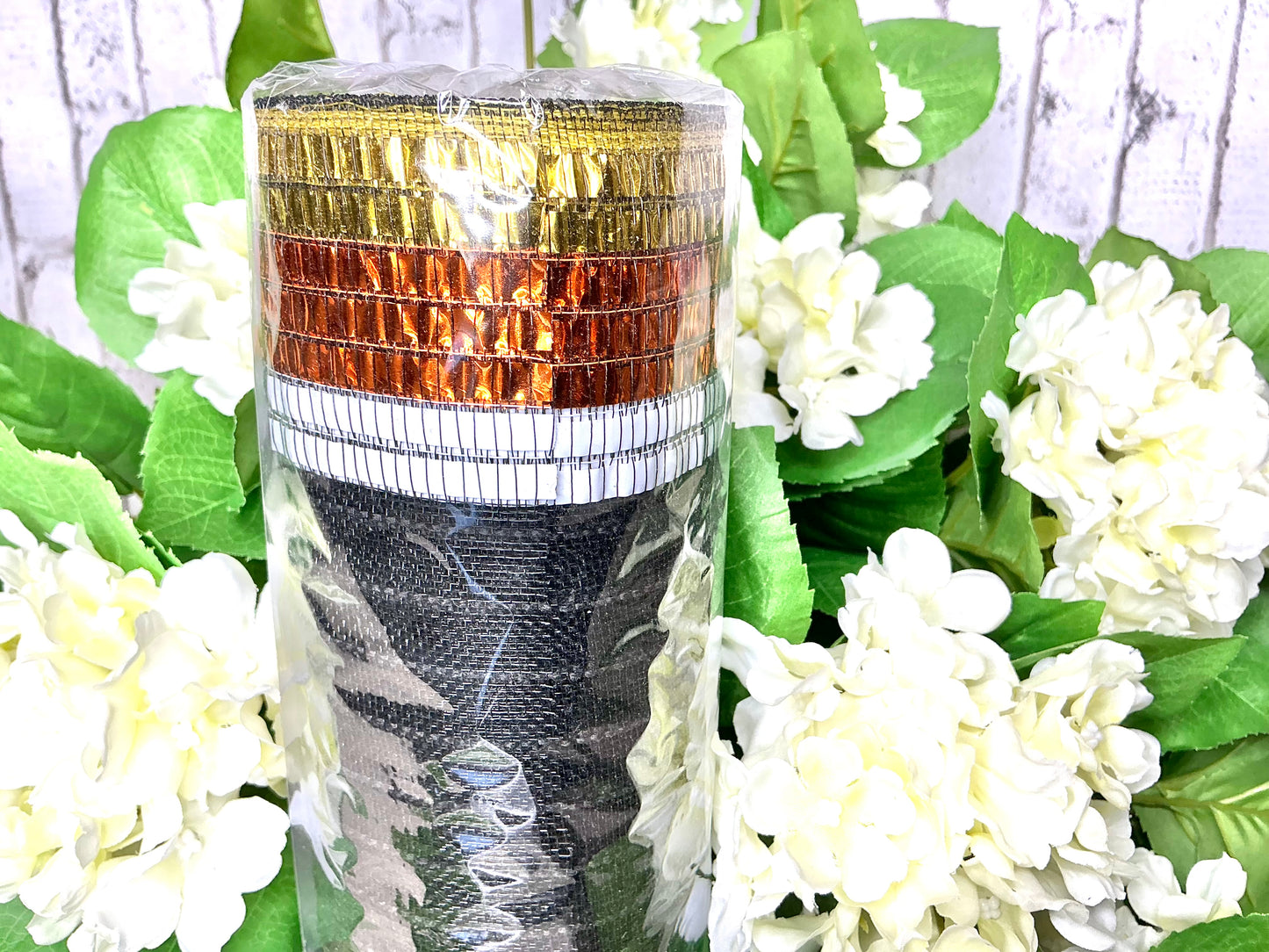 Black Mesh with White/orange/gold border, RY5041FW