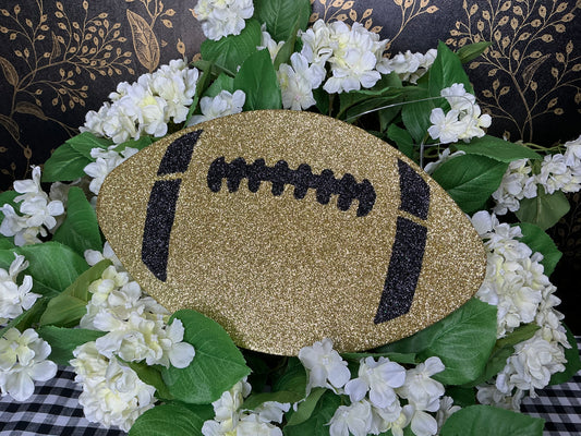 Gold/Black Glitter Football Wreath Attachment