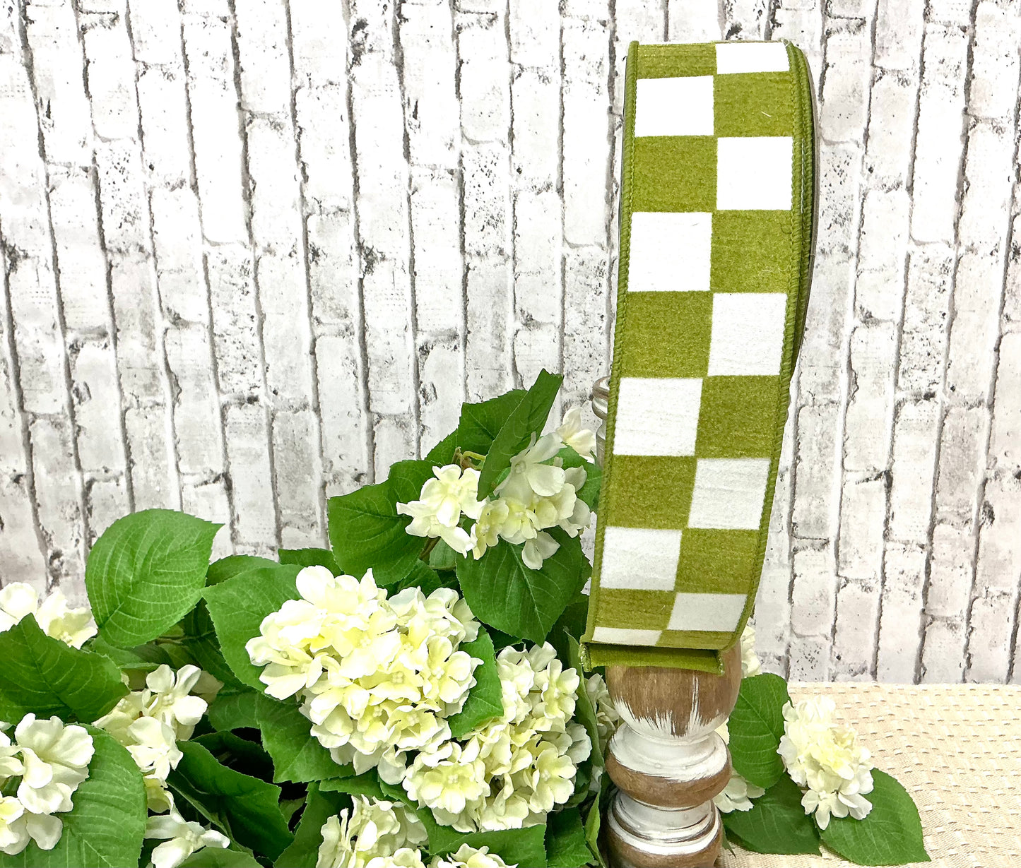 Maxi Checks, Lime, Farrisilk designer ribbon, SR006-61