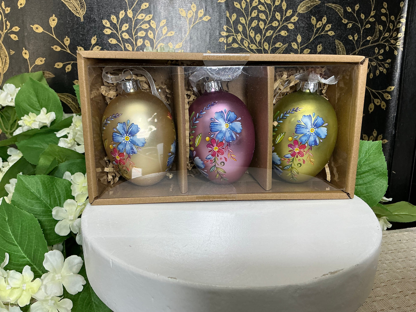 Glass Spring Blossom Egg Ornament Box/3
