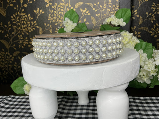 Silver Metallic Ribbon with Pearls - d stevens