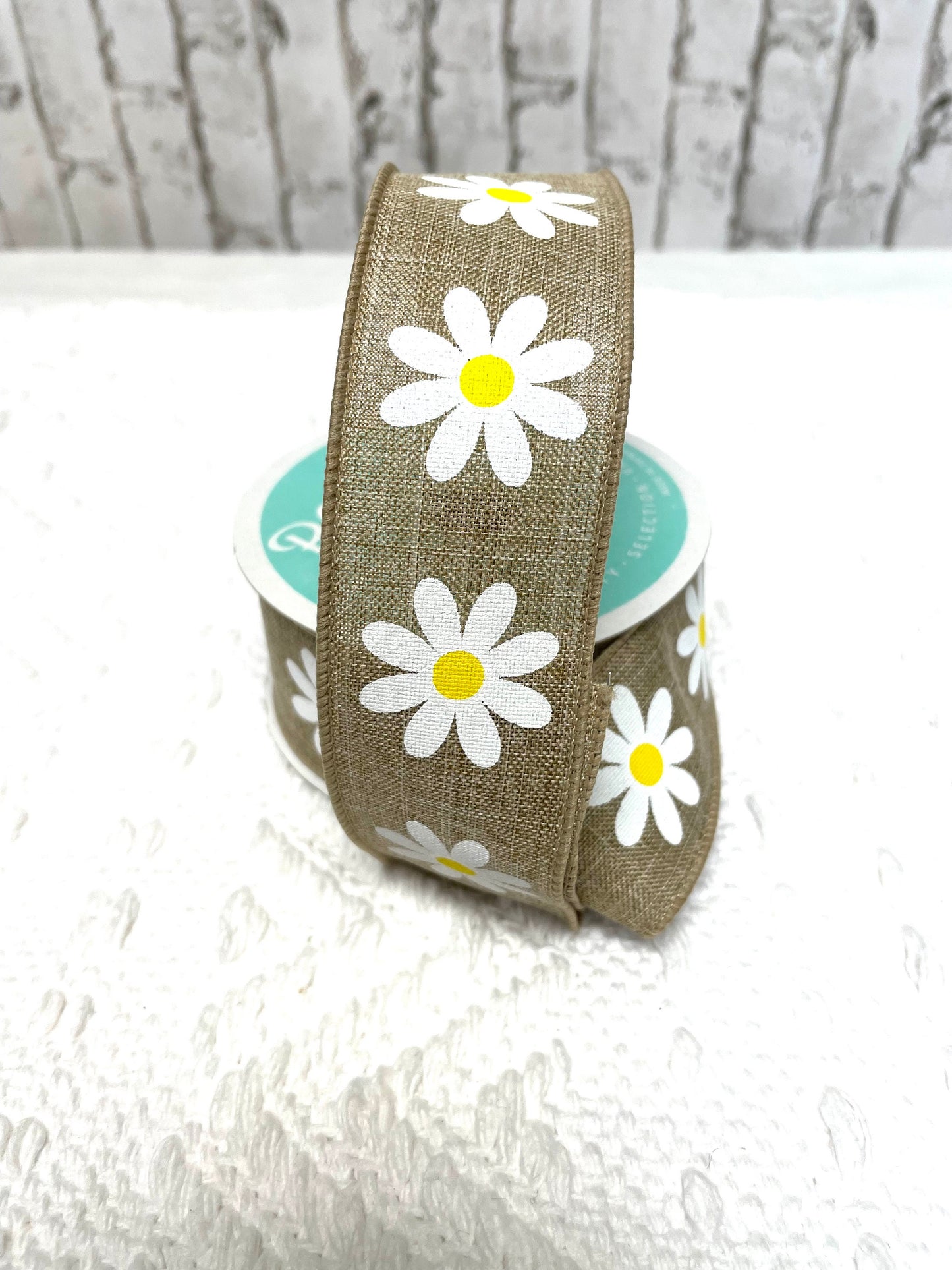 Burlap daisy ribbon, RGC13084Y
