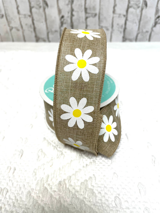 Burlap daisy ribbon, RGC13084Y