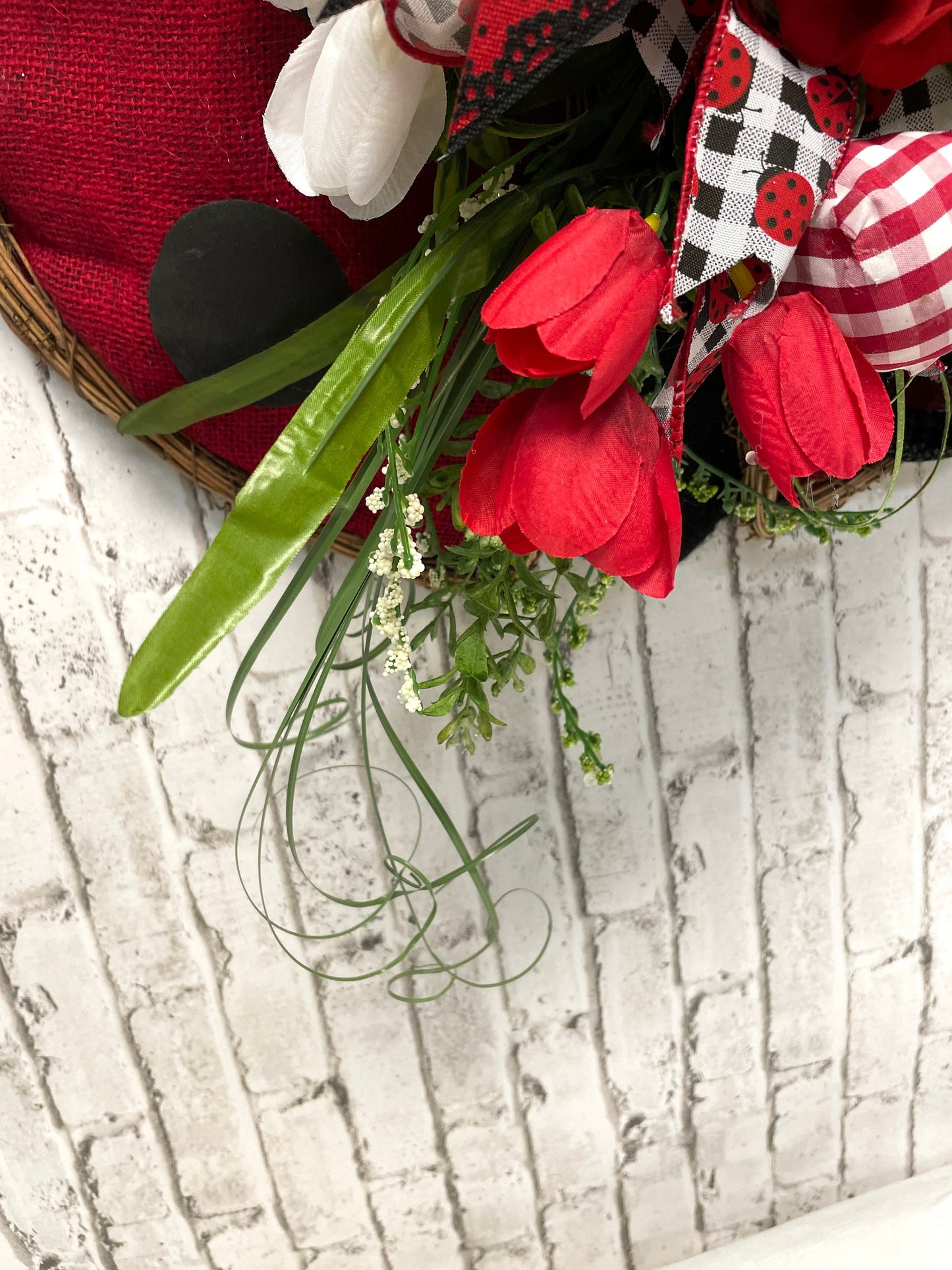 Lady bug grapevine wreath, spring wreath, summer wreath, spring door hanger, summer door hanger, lady bug decor, shipping included