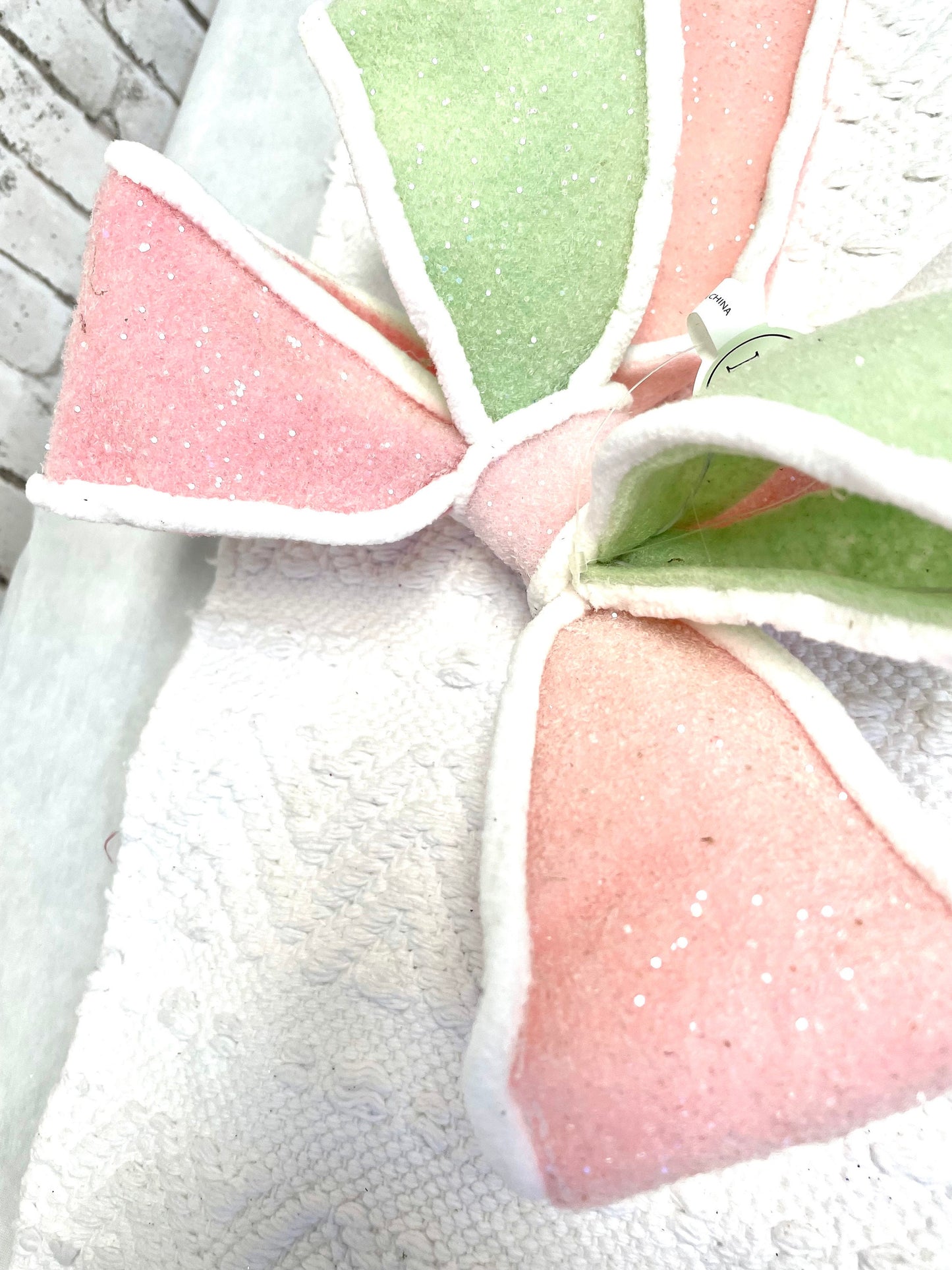 Pastel bow, premade bow, mint pink bow, MTX68866